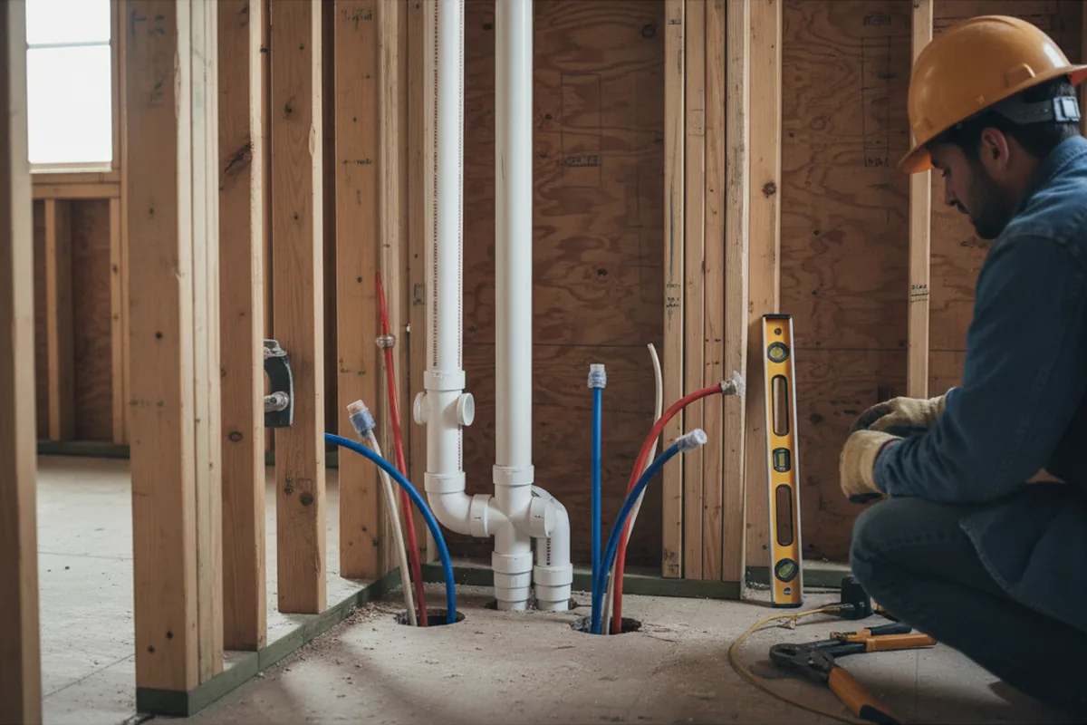 Drain and supply rough-in during Leak Detection in Oaktown